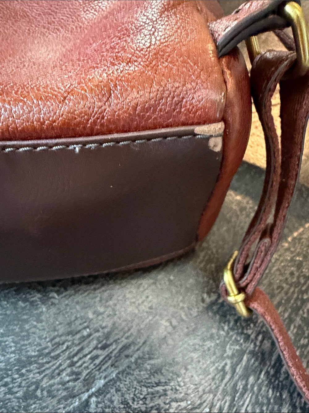 Vintage Fossil Brown Pebbled Leather Mini Backpack - Picture 7 of 8
